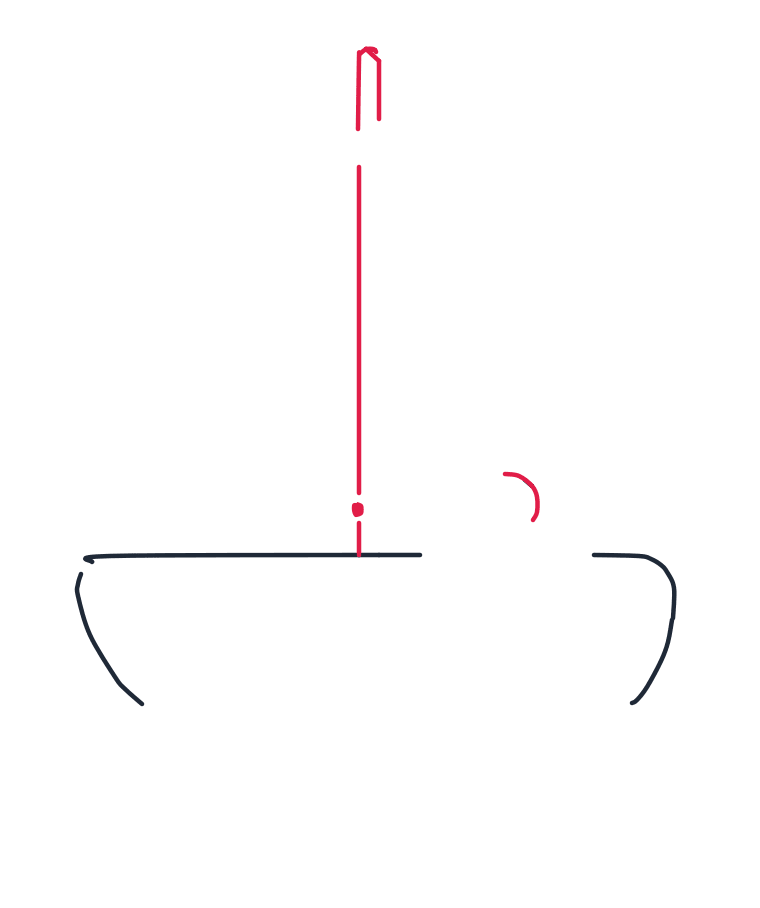 Dibujando un barco, paso 3: Dibuja una línea vertical larga y recta hacia arriba desde la cubierta para el mástil, con un puntito en su base. Agrega una pequeña línea curva en el lado derecho.