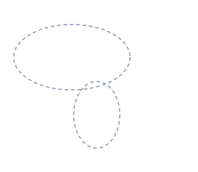 Drawing a butterfly, step 1: Lightly sketch the big oval and the small vertical oval as guides.