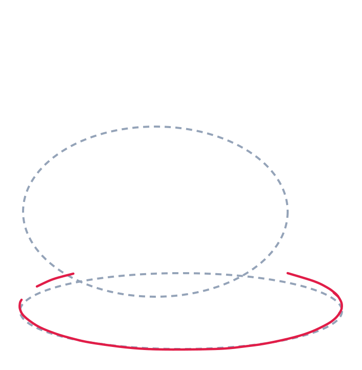 Dibujando un pastel, paso 2: Dibuja una curva ovalada larga para el borde frontal del plato.