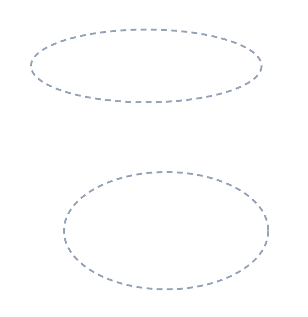 Drawing a dragon, step 1: Lightly sketch two big ovals, one for the head and one for the body.