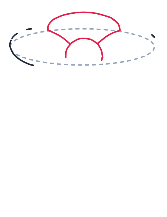 Drawing a flower, step 3: Draw an oval on top for a petal. Add a small U shape under it with two curved lines joining.