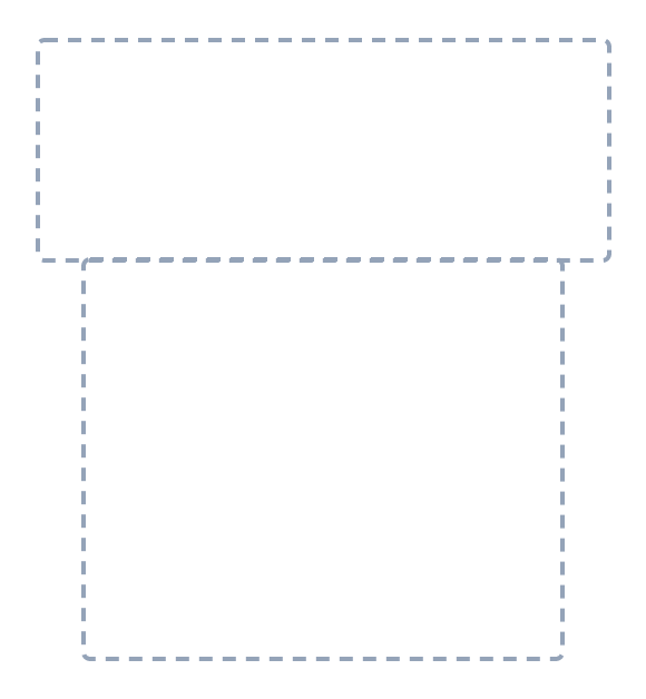 Drawing a house, step 1: Lightly sketch a big rectangle for the house and a wider one on top as a roof guide. Keep the lines soft.