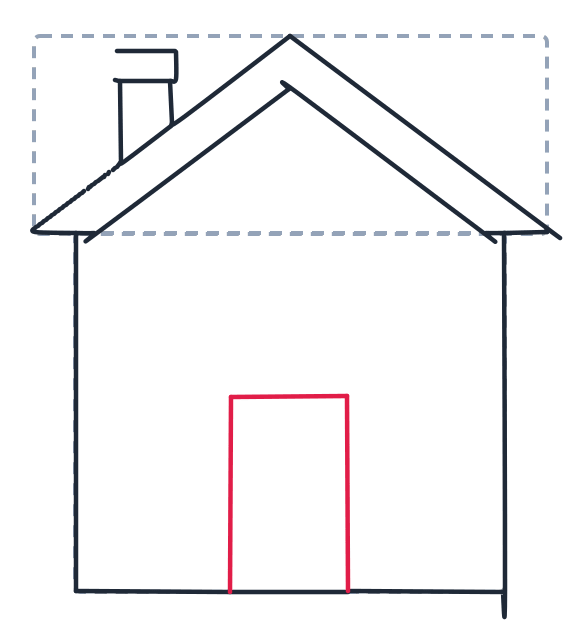 Drawing a house, step 5: Draw a tall U shape for the front door. Make the sides straight.