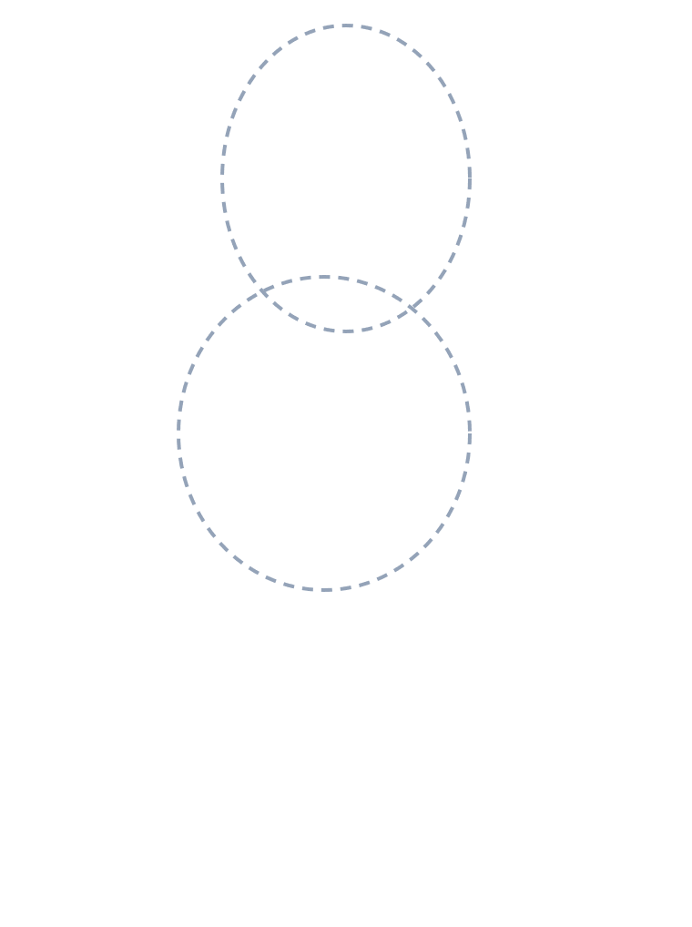 Drawing a skeleton, step 1: Lightly sketch a big circle for the head and a larger oval below for the body guide.