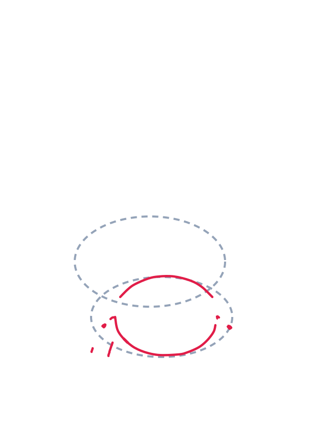 Drawing a spider, step 2: Trace the lower oval into a neat circle for the head.