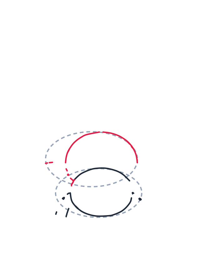 Drawing a spider, step 3: Draw a large curved oval for the body using the top guide, stop where it touches the head.