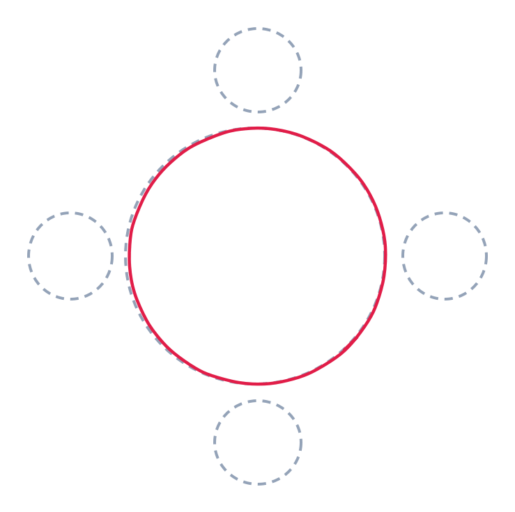 Drawing the sun, step 2: Draw one big circle on the guide for the sun’s face.