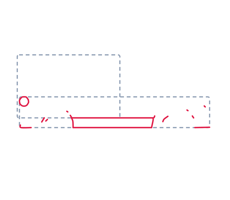 Drawing a truck, step 2: Draw a small circle for the front headlight. Add a long thin rectangle under the doors for the step, plus a few short curved dashes for the wheel bumps.