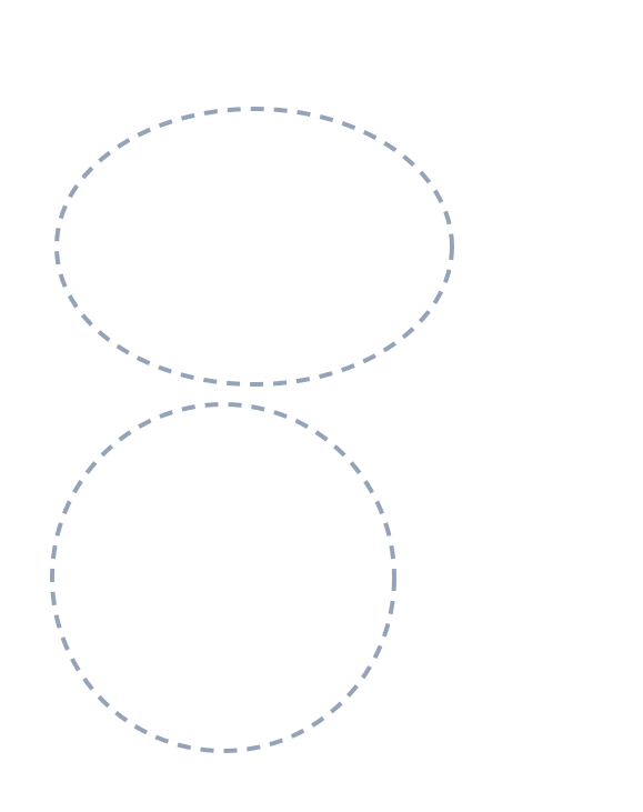 Drawing a wolf, step 1: Lightly sketch a big oval for the head and a big circle below for the body.